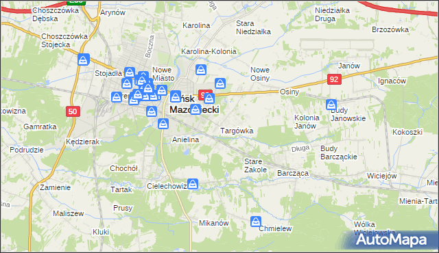 mapa Targówka gmina Mińsk Mazowiecki, Targówka gmina Mińsk Mazowiecki na mapie Targeo