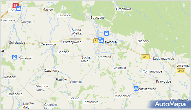 mapa Tarnowiec gmina Zawonia, Tarnowiec gmina Zawonia na mapie Targeo