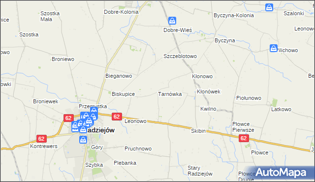 mapa Tarnówka gmina Radziejów, Tarnówka gmina Radziejów na mapie Targeo