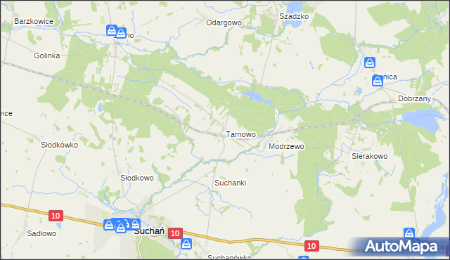 mapa Tarnowo gmina Suchań, Tarnowo gmina Suchań na mapie Targeo