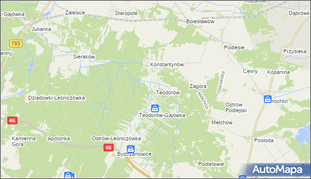 mapa Teodorów gmina Janów, Teodorów gmina Janów na mapie Targeo