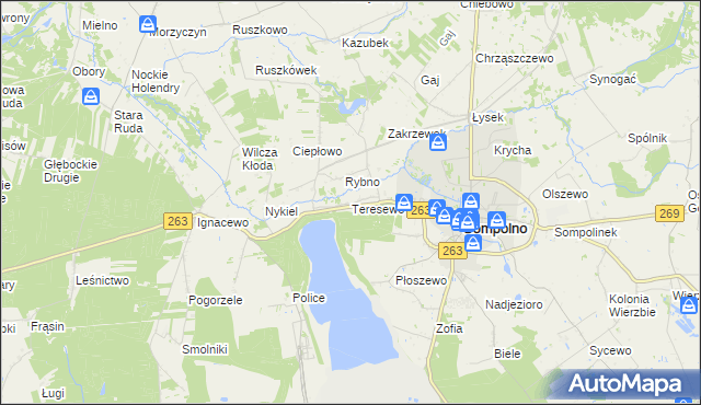 mapa Teresewo, Teresewo na mapie Targeo