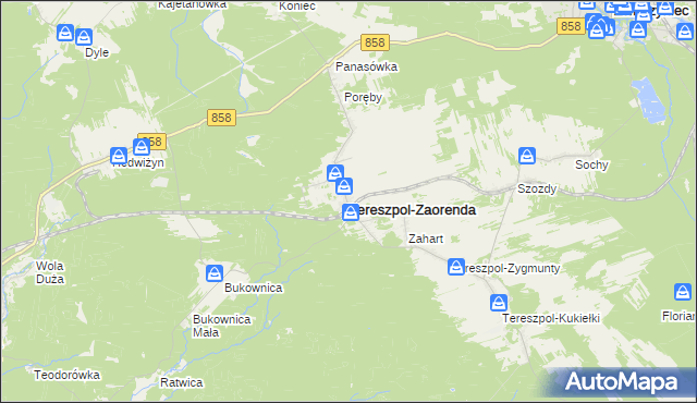 mapa Tereszpol-Zaorenda, Tereszpol-Zaorenda na mapie Targeo