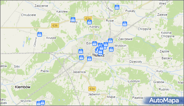 mapa Tłuszcz powiat wołomiński, Tłuszcz powiat wołomiński na mapie Targeo