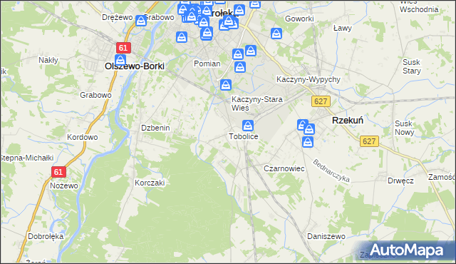 mapa Tobolice gmina Rzekuń, Tobolice gmina Rzekuń na mapie Targeo