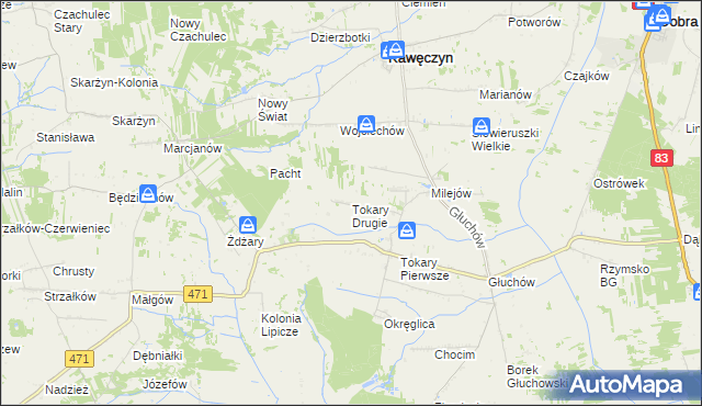 mapa Tokary Drugie, Tokary Drugie na mapie Targeo