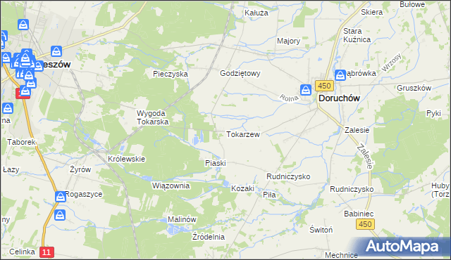 mapa Tokarzew gmina Doruchów, Tokarzew gmina Doruchów na mapie Targeo
