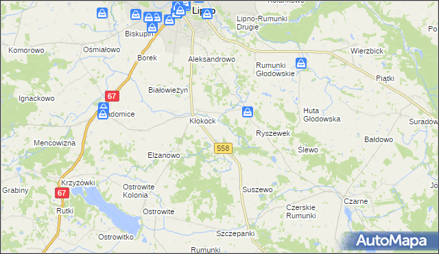 mapa Tomaszewo gmina Lipno, Tomaszewo gmina Lipno na mapie Targeo
