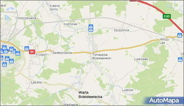 mapa Tomaszów Bolesławiecki, Tomaszów Bolesławiecki na mapie Targeo