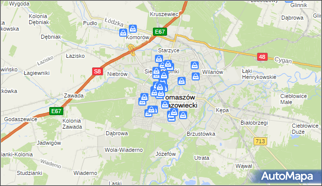 mapa Tomaszów Mazowiecki, Tomaszów Mazowiecki na mapie Targeo