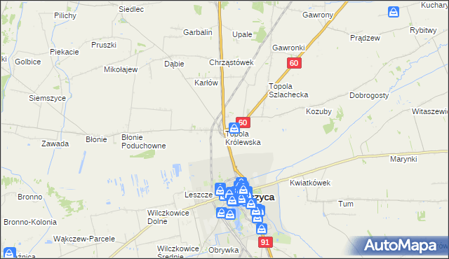 mapa Topola Królewska, Topola Królewska na mapie Targeo