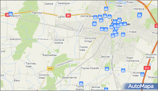 mapa Topola Mała, Topola Mała na mapie Targeo