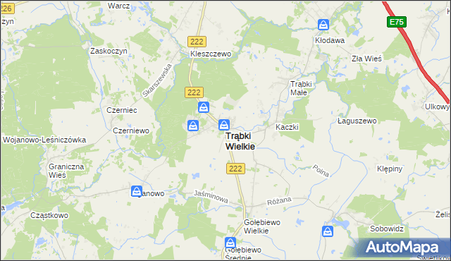 mapa Trąbki Wielkie, Trąbki Wielkie na mapie Targeo