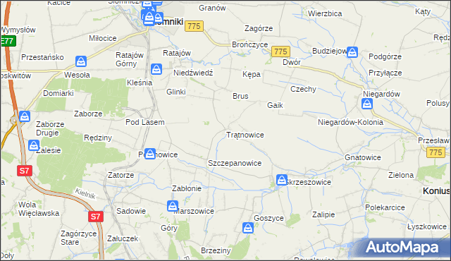 mapa Trątnowice, Trątnowice na mapie Targeo