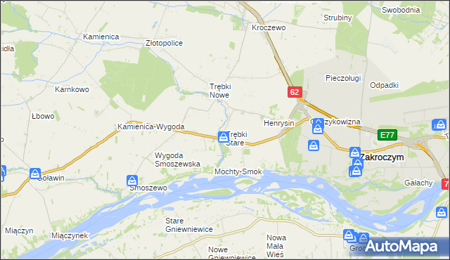 mapa Trębki Stare, Trębki Stare na mapie Targeo