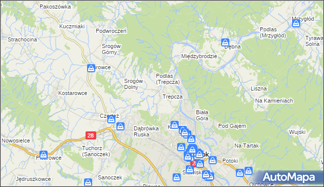 mapa Trepcza, Trepcza na mapie Targeo