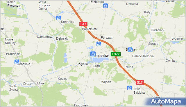 mapa Trojanów powiat garwoliński, Trojanów powiat garwoliński na mapie Targeo