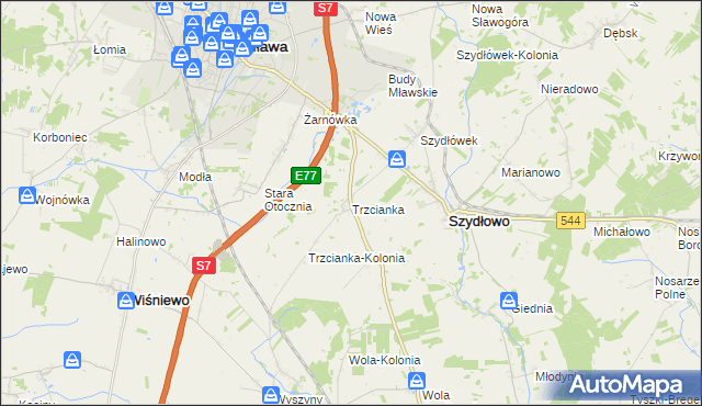 mapa Trzcianka gmina Szydłowo, Trzcianka gmina Szydłowo na mapie Targeo