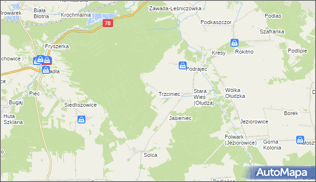 mapa Trzciniec gmina Kroczyce, Trzciniec gmina Kroczyce na mapie Targeo