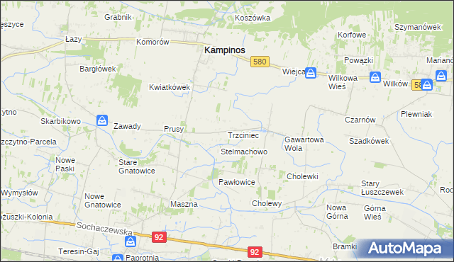 mapa Trzciniec gmina Leszno, Trzciniec gmina Leszno na mapie Targeo