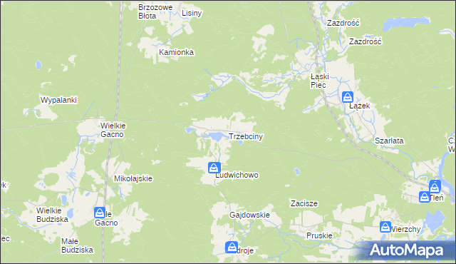 mapa Trzebciny, Trzebciny na mapie Targeo