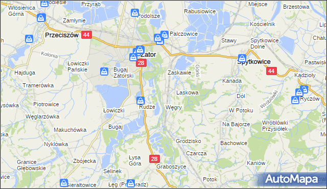 mapa Trzebieńczyce, Trzebieńczyce na mapie Targeo