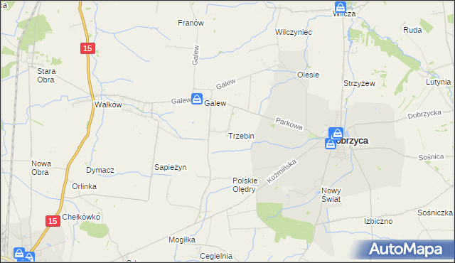 mapa Trzebin gmina Dobrzyca, Trzebin gmina Dobrzyca na mapie Targeo