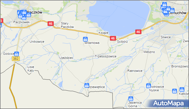 mapa Trzeboszowice, Trzeboszowice na mapie Targeo