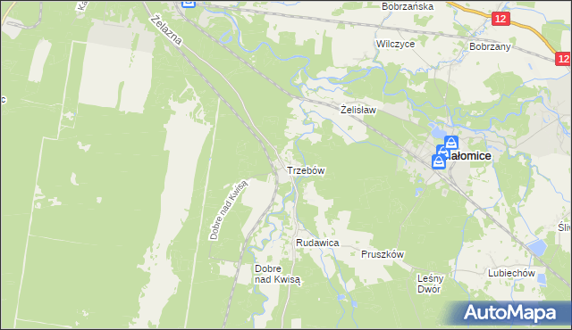 mapa Trzebów gmina Żagań, Trzebów gmina Żagań na mapie Targeo