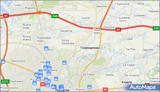 mapa Trzebownisko, Trzebownisko na mapie Targeo