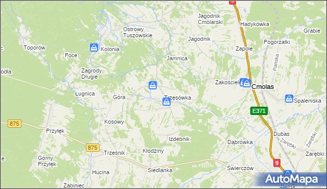 mapa Trzęsówka, Trzęsówka na mapie Targeo