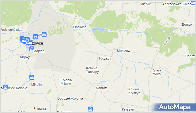 mapa Tuczapy gmina Mircze, Tuczapy gmina Mircze na mapie Targeo