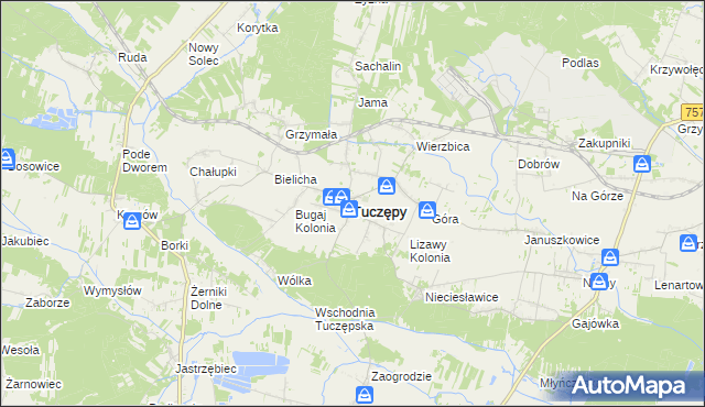 mapa Tuczępy powiat buski, Tuczępy powiat buski na mapie Targeo