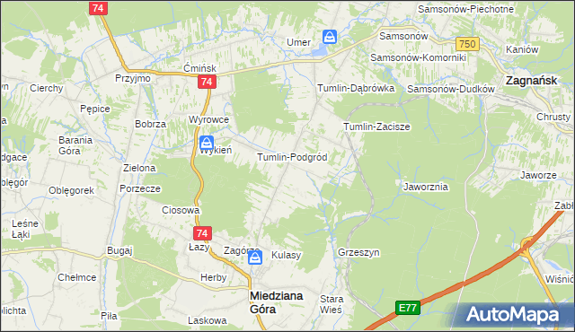 mapa Tumlin-Wykień, Tumlin-Wykień na mapie Targeo