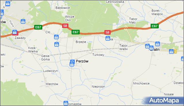 mapa Turkowy, Turkowy na mapie Targeo