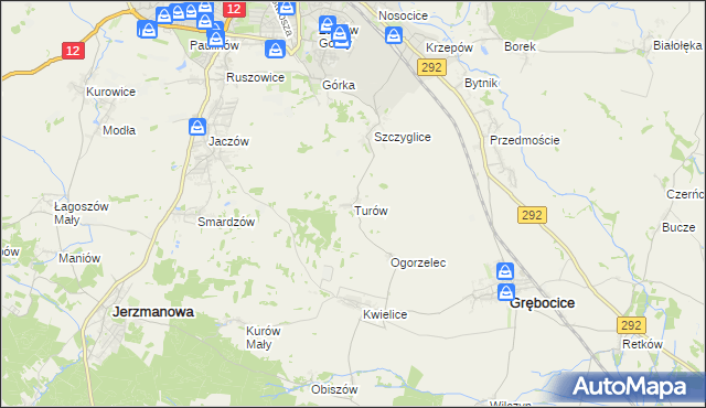 mapa Turów gmina Głogów, Turów gmina Głogów na mapie Targeo