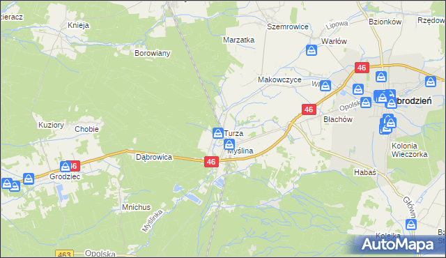 mapa Turza gmina Dobrodzień, Turza gmina Dobrodzień na mapie Targeo