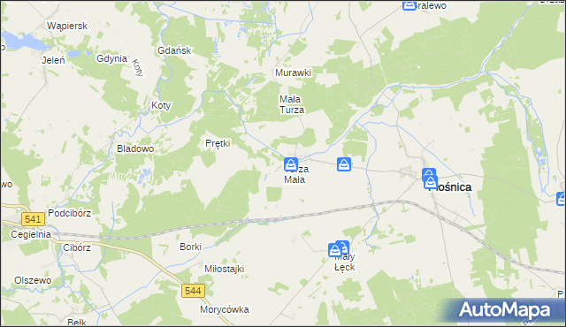 mapa Turza Mała gmina Płośnica, Turza Mała gmina Płośnica na mapie Targeo