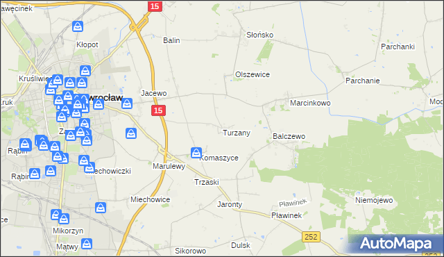 mapa Turzany gmina Inowrocław, Turzany gmina Inowrocław na mapie Targeo