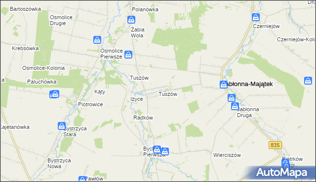 mapa Tuszów, Tuszów na mapie Targeo