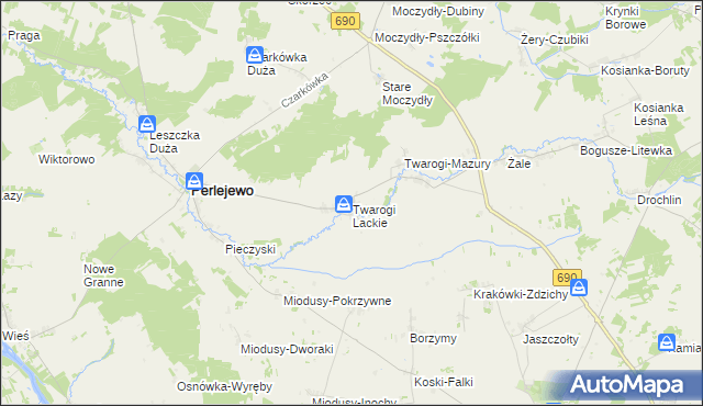 mapa Twarogi Lackie, Twarogi Lackie na mapie Targeo