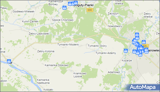 mapa Tymianki-Bucie, Tymianki-Bucie na mapie Targeo