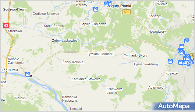 mapa Tymianki-Okunie, Tymianki-Okunie na mapie Targeo