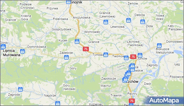 mapa Tymowa gmina Czchów, Tymowa gmina Czchów na mapie Targeo