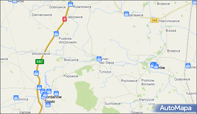 mapa Tyniec nad Ślęzą, Tyniec nad Ślęzą na mapie Targeo