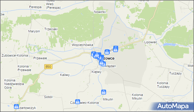 mapa Tyszowce, Tyszowce na mapie Targeo