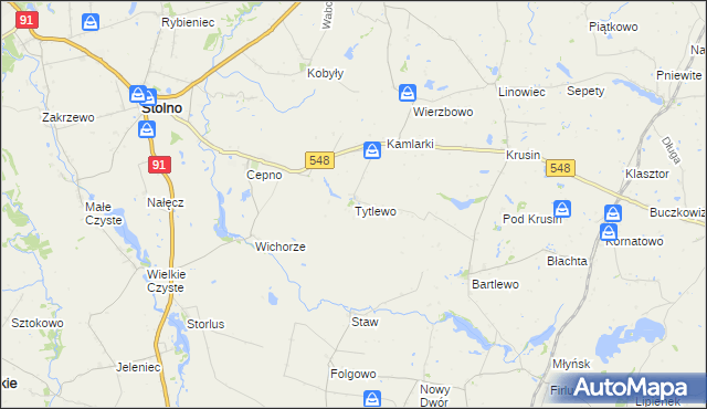 mapa Tytlewo, Tytlewo na mapie Targeo
