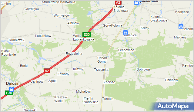 mapa Uchań Górny, Uchań Górny na mapie Targeo