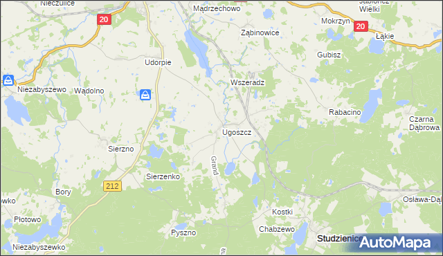 mapa Ugoszcz gmina Studzienice, Ugoszcz gmina Studzienice na mapie Targeo