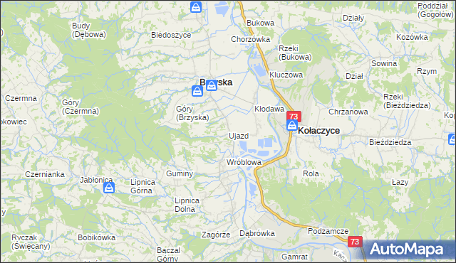 mapa Ujazd gmina Brzyska, Ujazd gmina Brzyska na mapie Targeo